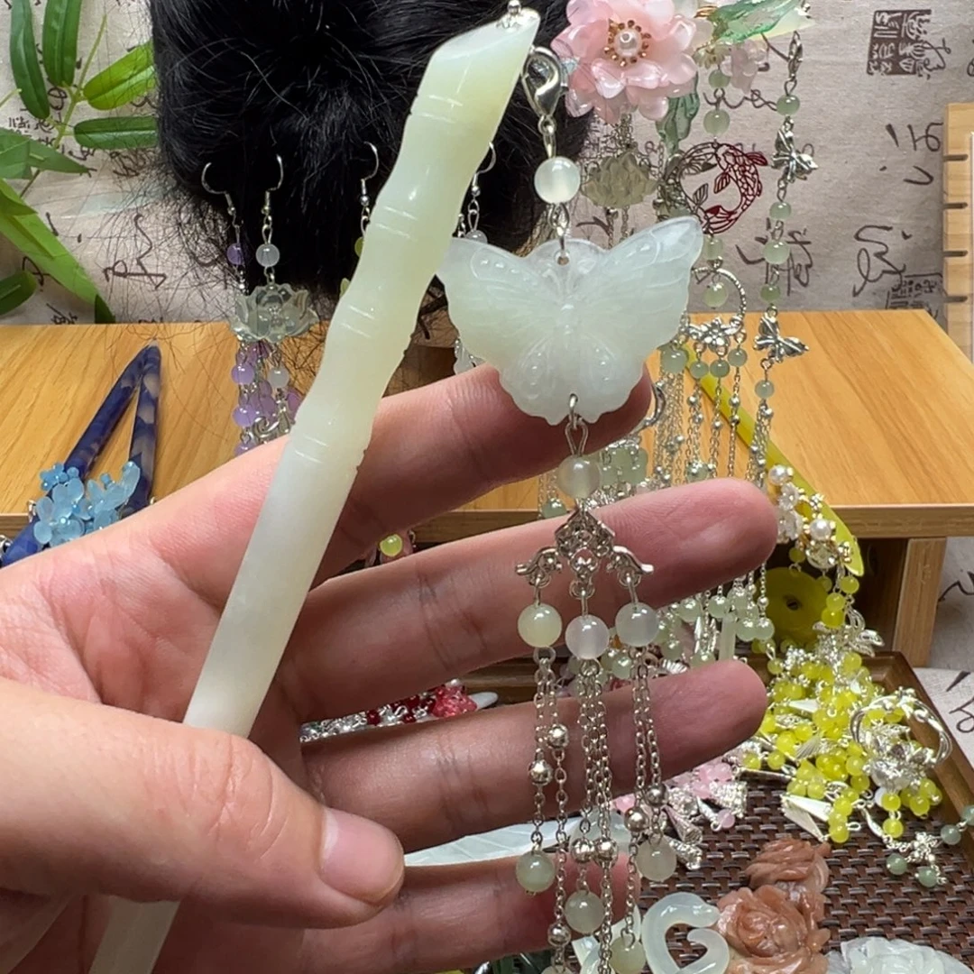 蛇纹石玉合金发饰