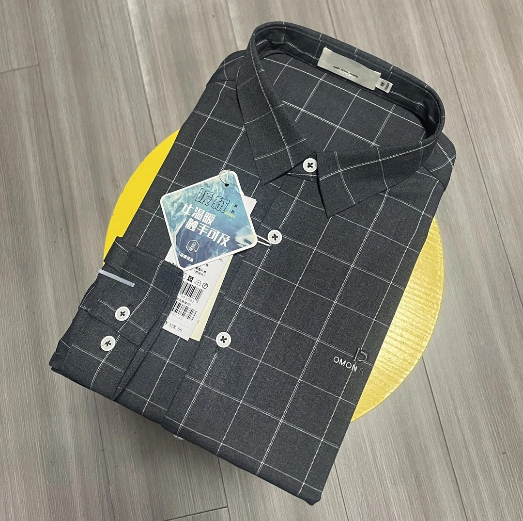 三标齐全！品牌撤柜 暖绒加厚休闲格子衬衫  男士长袖衬衫衬衣男装