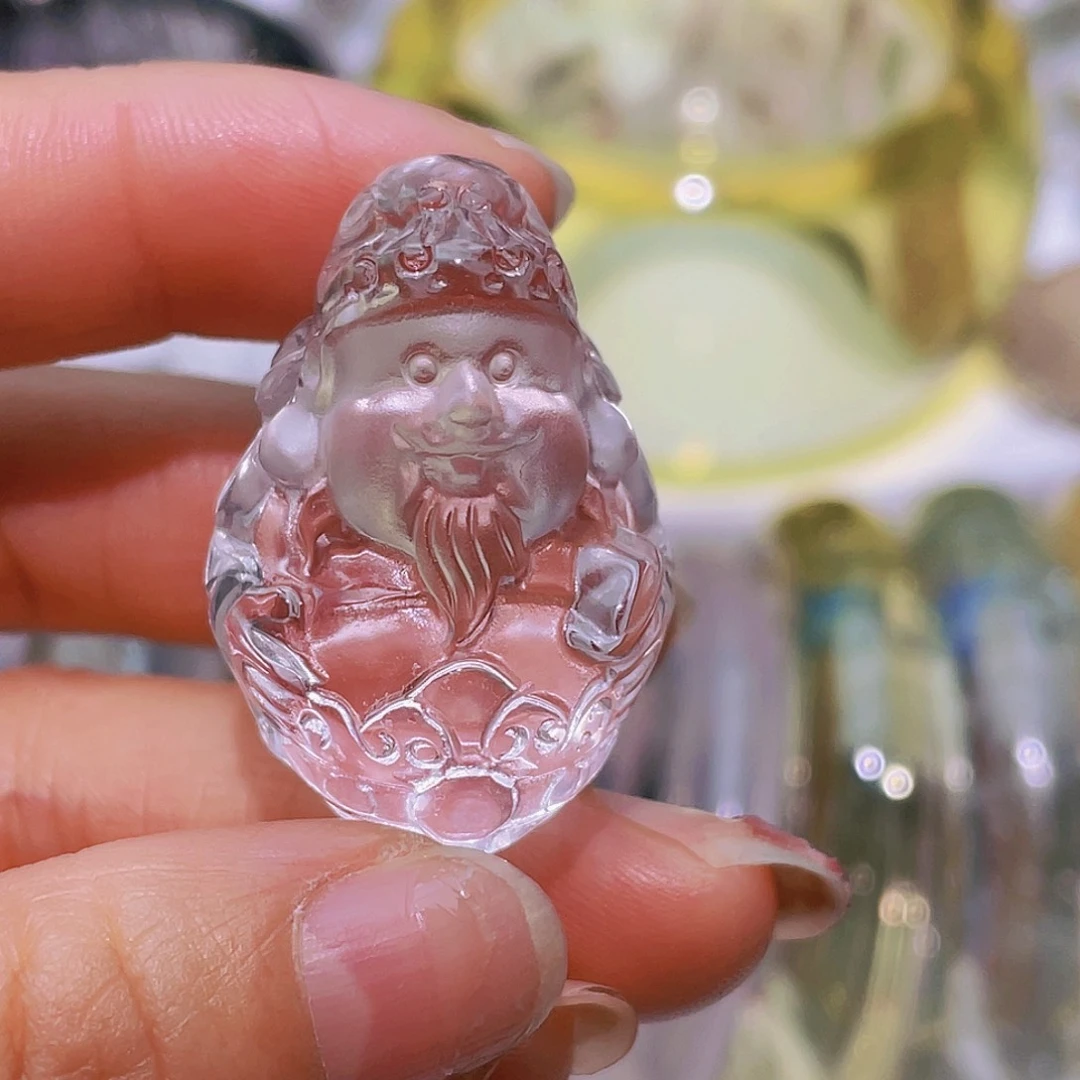水晶未镶嵌摆件天然白水晶冰透全净体财神小摆件