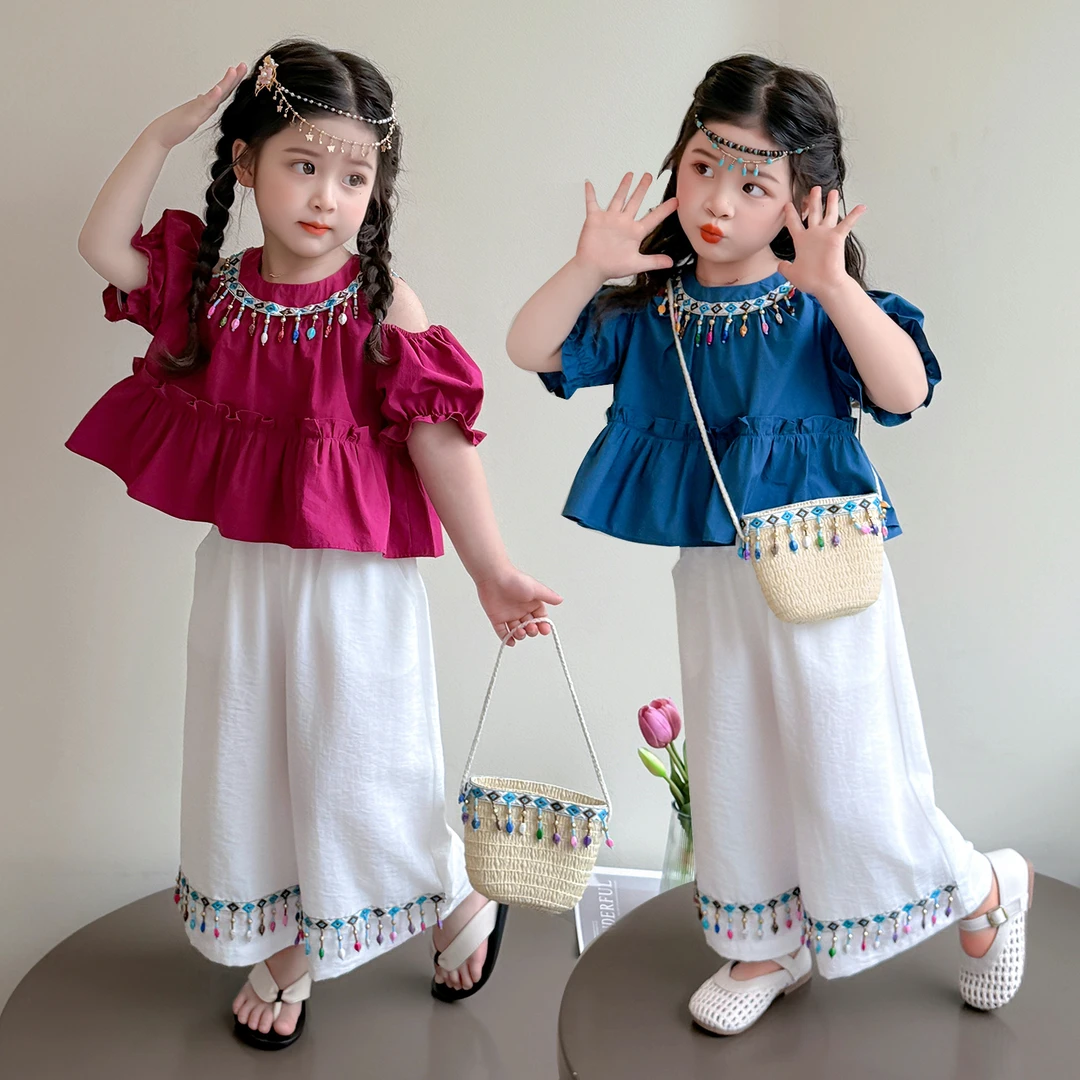 夏季新款洋气民族风2025女童背心古风套装小女孩夏装薄款两件套潮