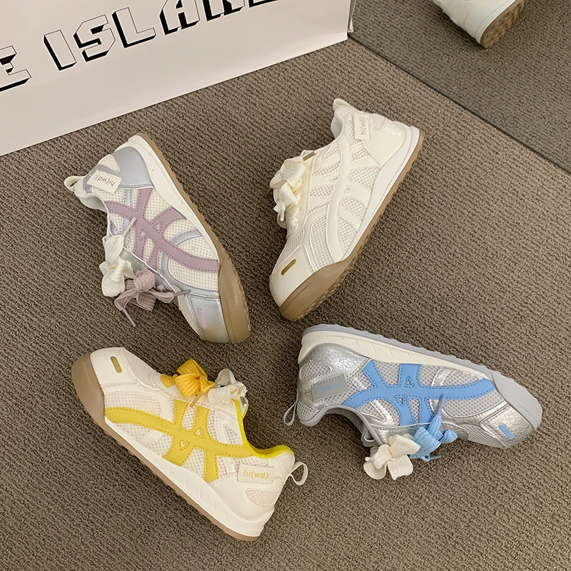 内增高爆款德训鞋女2025新款夏季网面透气阿甘鞋厚底运动休闲板鞋