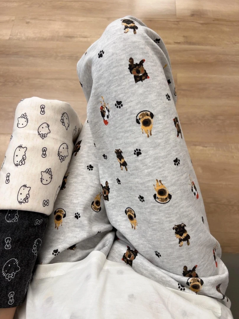 早秋新款遛弯糯米裤女百搭韩系秋冬哈喽kitty裤子女生休闲裤直筒