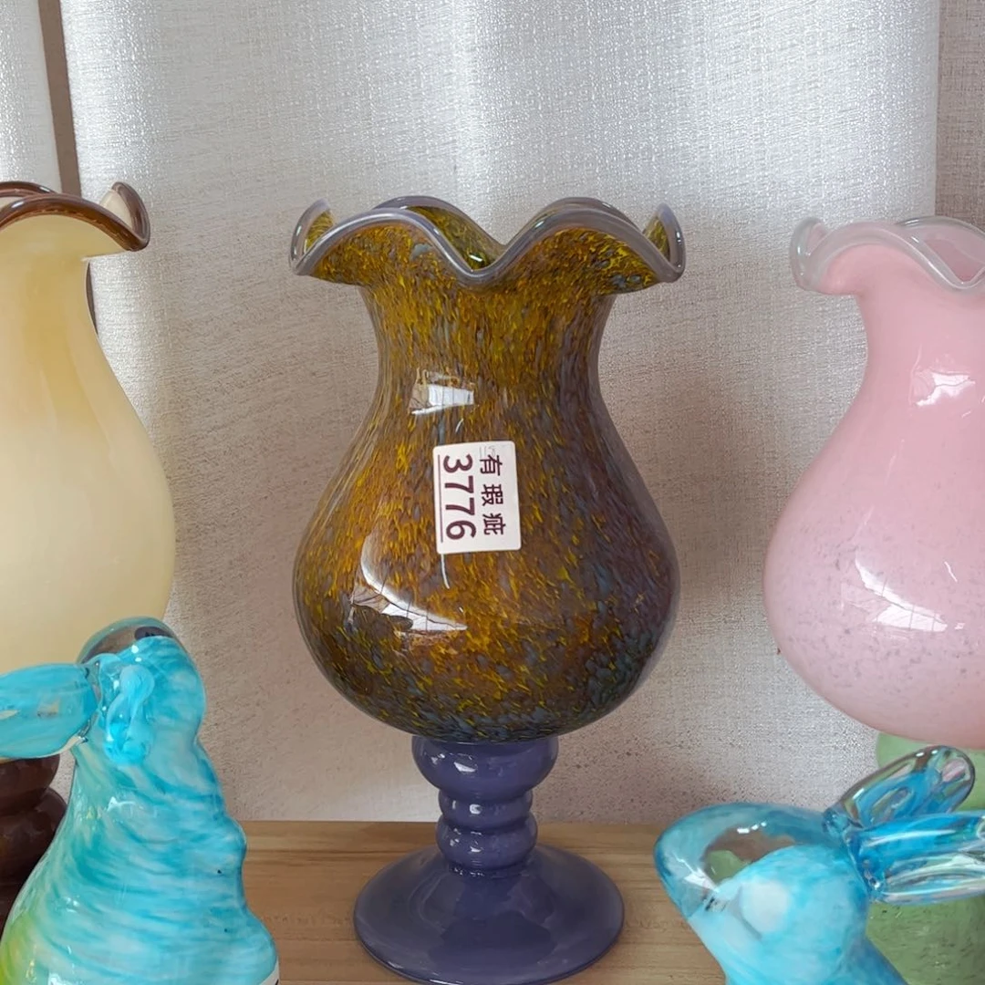 琉璃3676 微瑕花瓶摆件高29