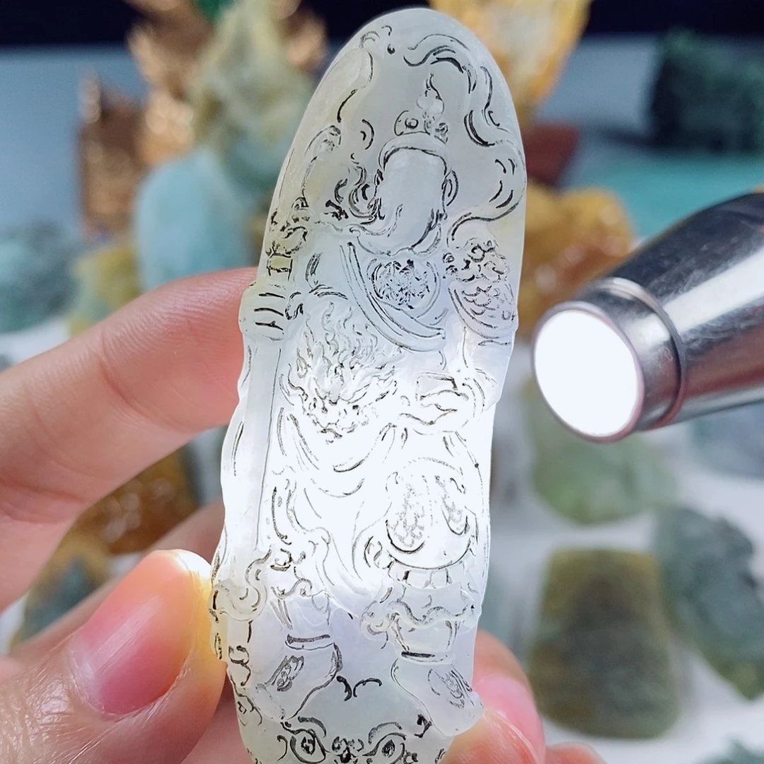定制翡翠未镶嵌天然a货翡翠冰件关二爷