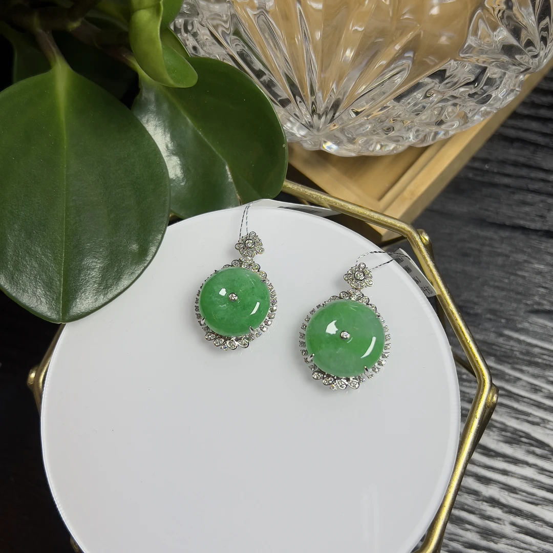 【芬姐珠宝】 YM1136-3 平安扣 天然缅甸A货翡翠多样性发一