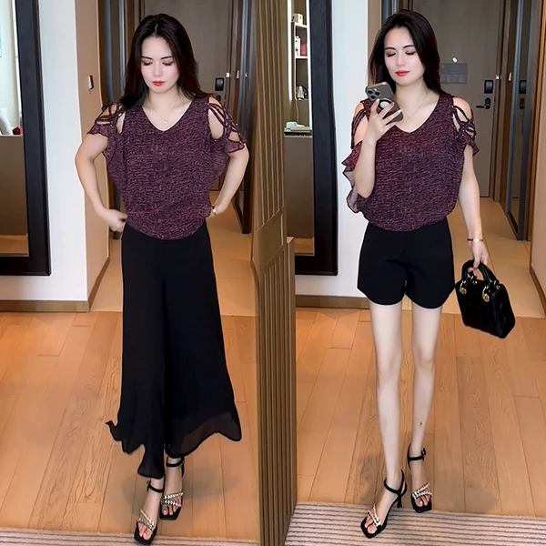 休闲T恤镂空V领蝙蝠袖短袖遮肚常规常规款上衣女薄款935