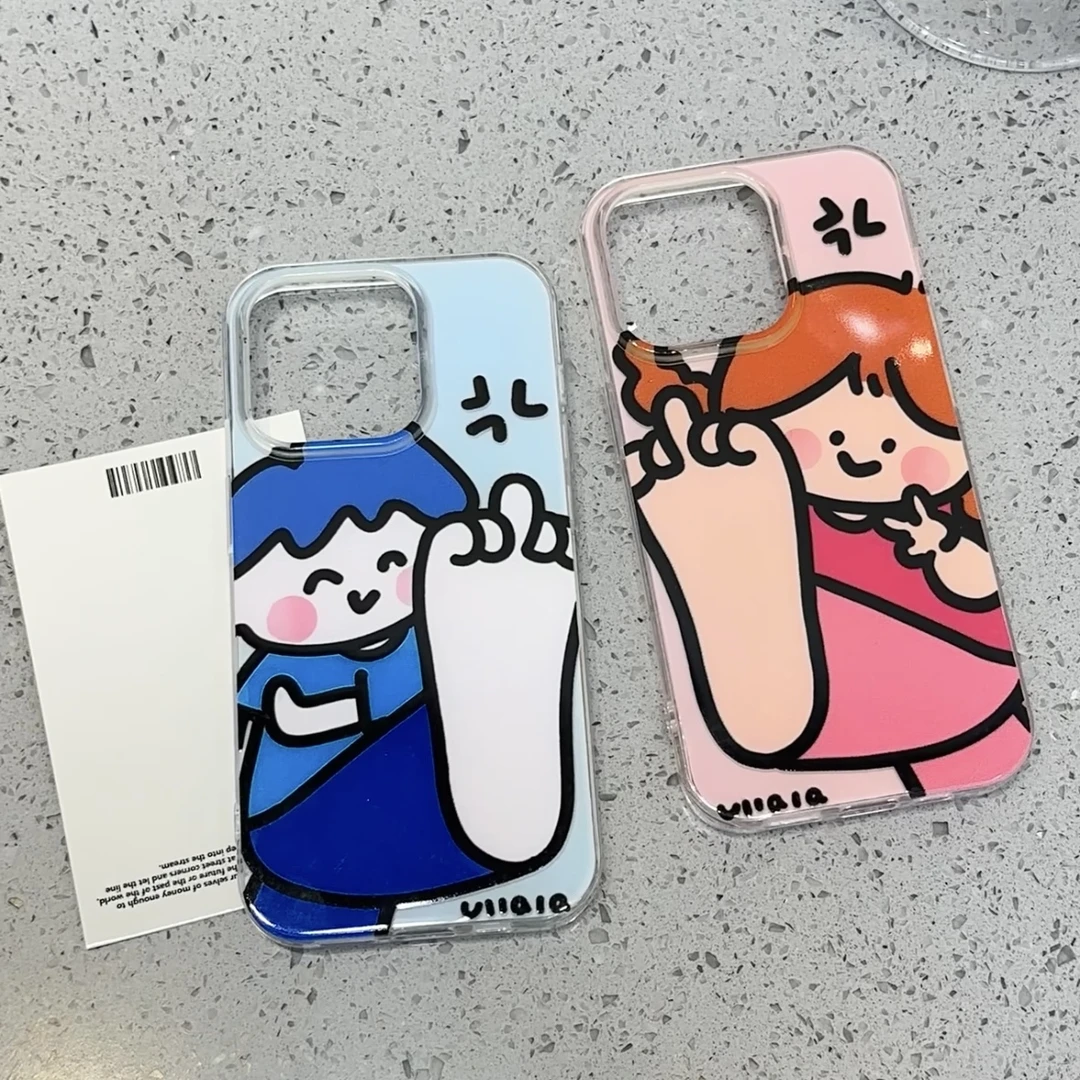 雅天立涂鸦可爱情侣适用iPhone16苹果15手机壳套华为vivo小米oppo