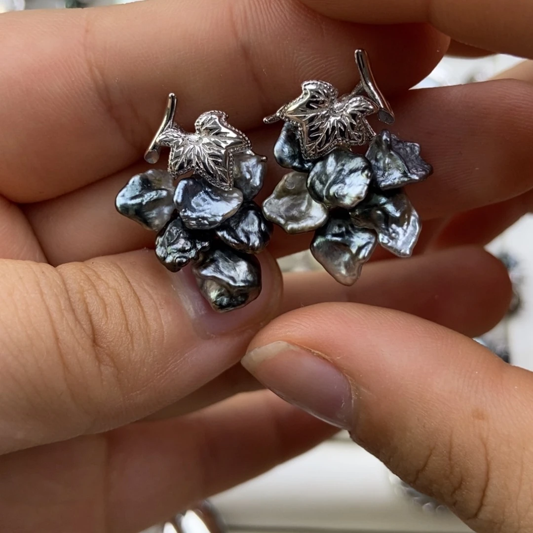 银S925镶嵌海水珍珠耳饰