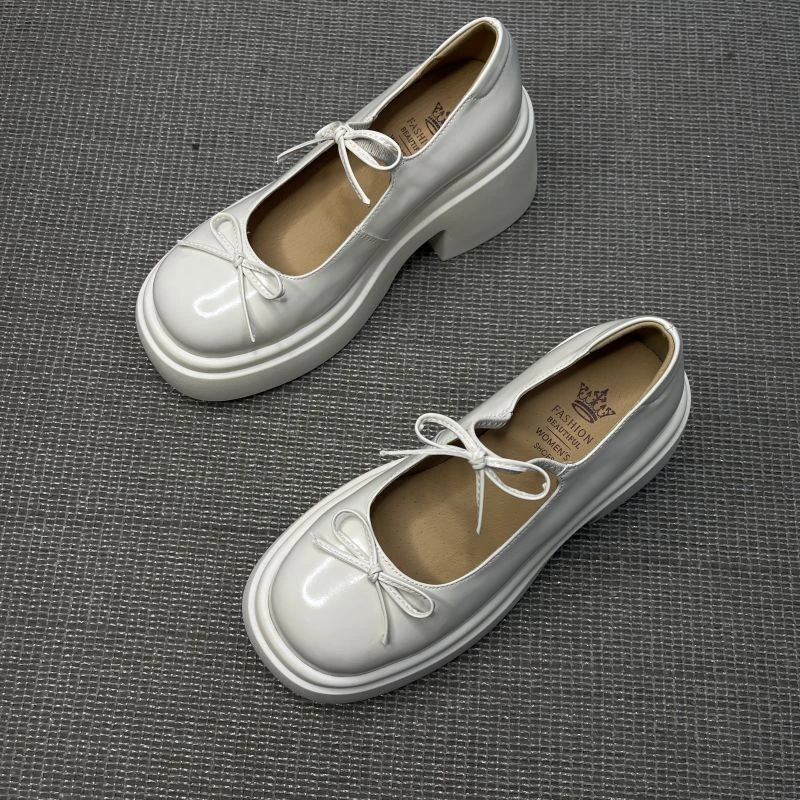 仙女风浪漫～真皮玛丽珍鞋粗跟浅口单鞋百搭女新款温柔圆头中跟鞋