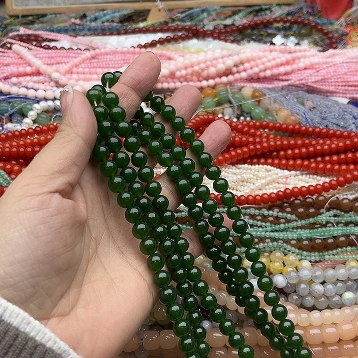 玛瑙/玉髓珠宝半成品未镶嵌一条8mm碧玉