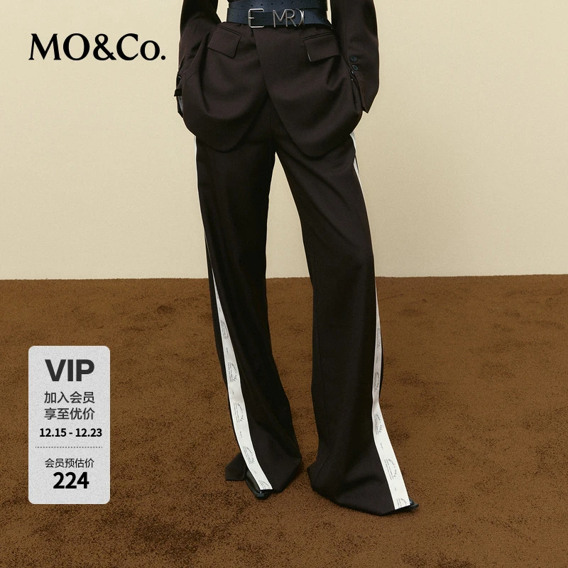 MOCO高腰撞色辑边开叉长裤运动裤休闲裤MBC3PAT022