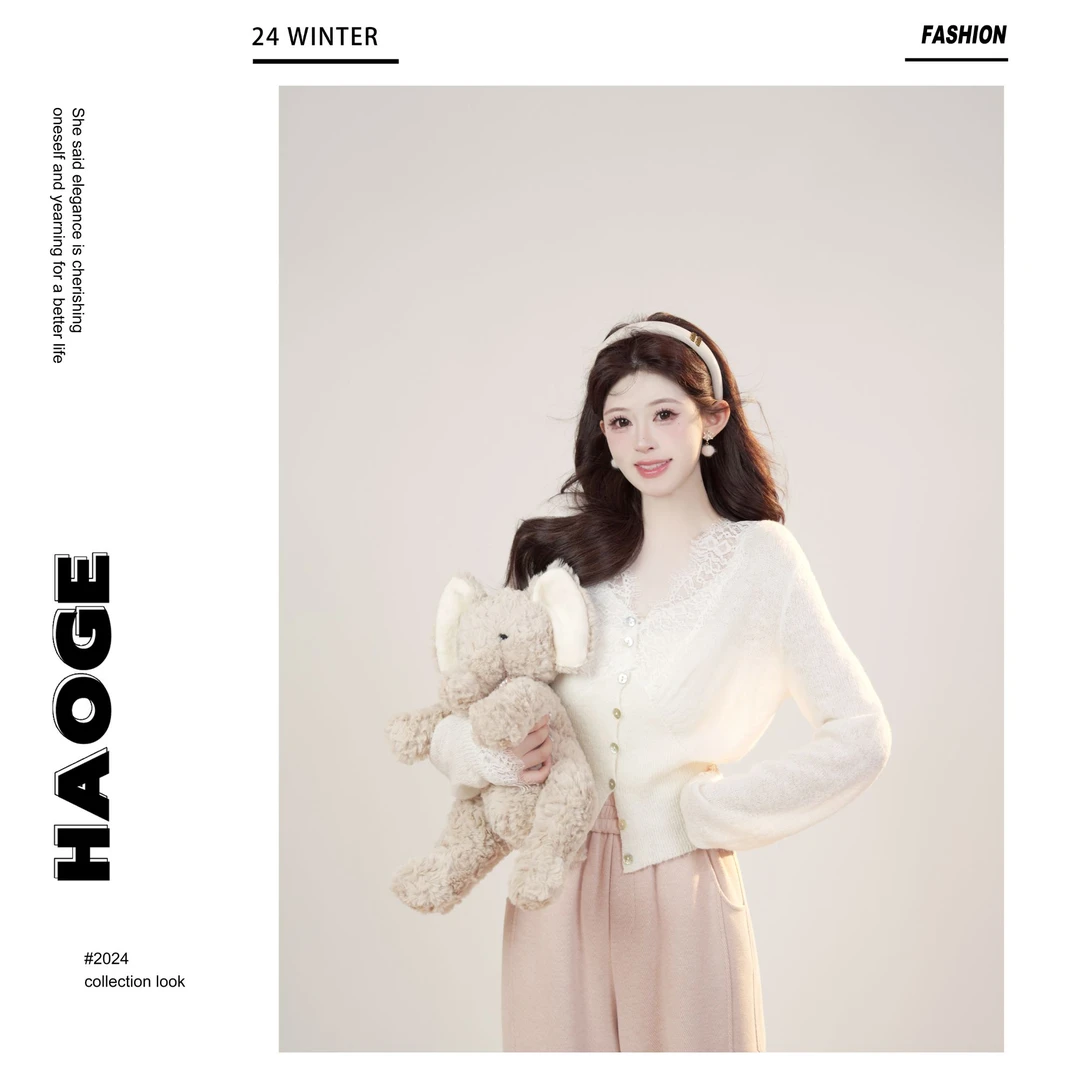 冰冰●时尚小香风休闲气质设计宽松百搭针织衫HGQ4ZZS7059A