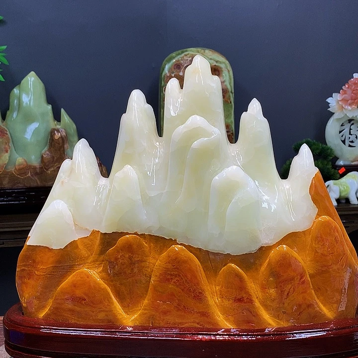 石材江山摆件靠山装饰