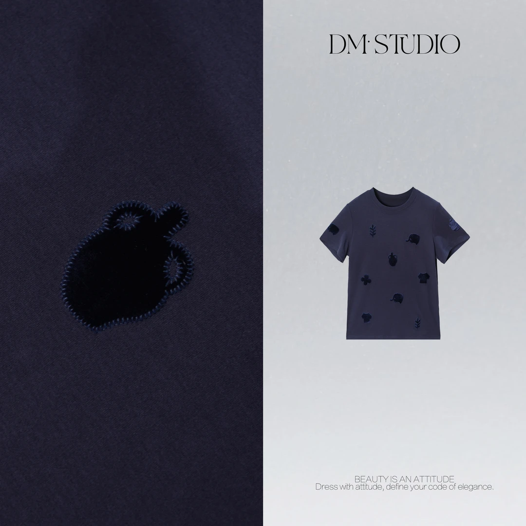 DEDM•STUDIO/小众设计个性创意精致圆领短袖上衣T恤2508TX/F58065