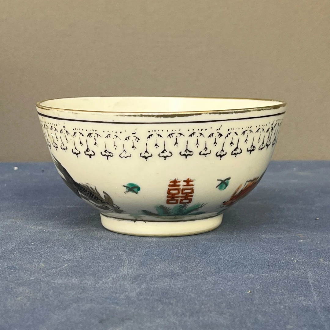 【微瑕慎拍】w19景德镇老厂瓷金鱼满堂系列赏碗