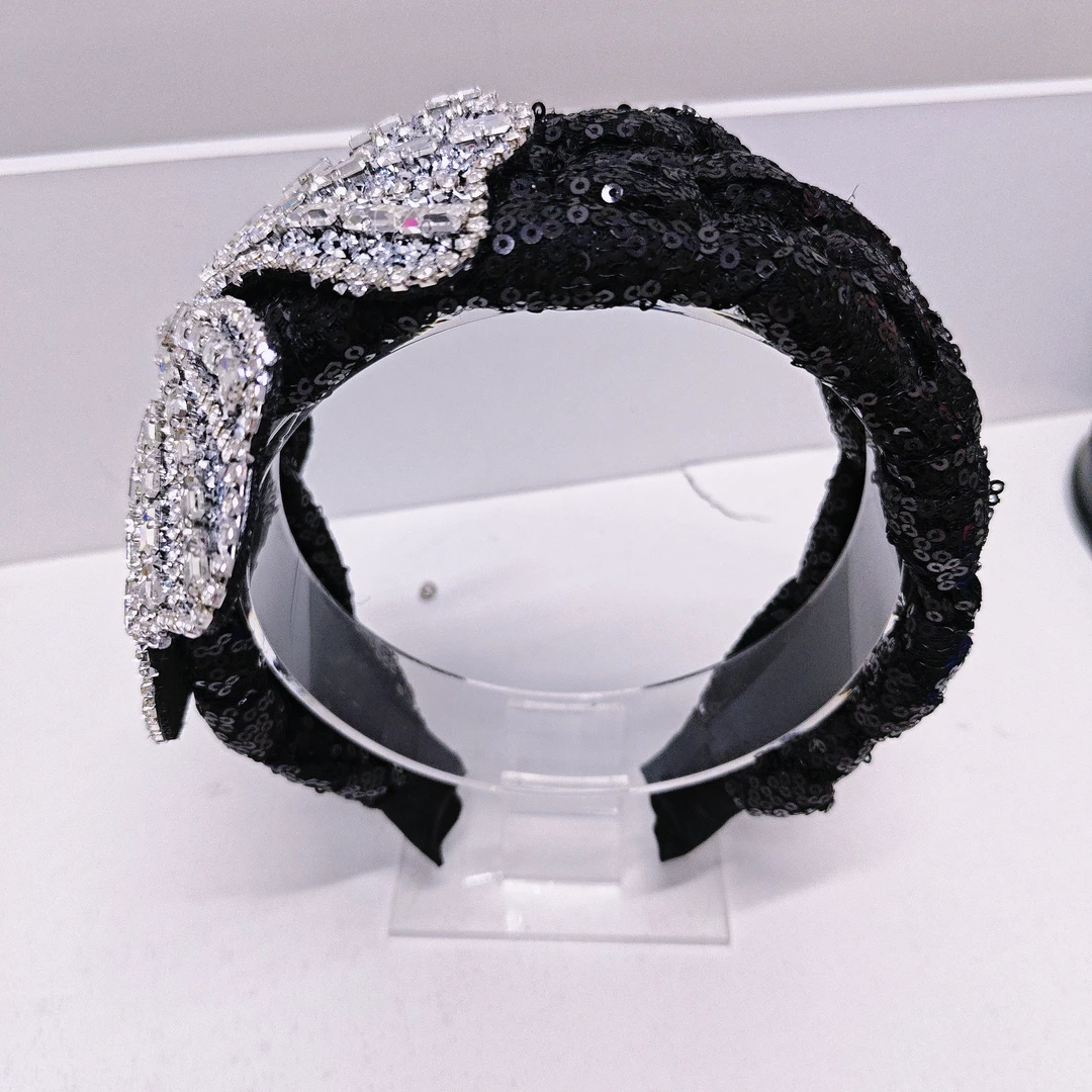 轻奢高级感满钻网红大花朵发箍亮片编织宽边高颅顶遮白发头饰发卡