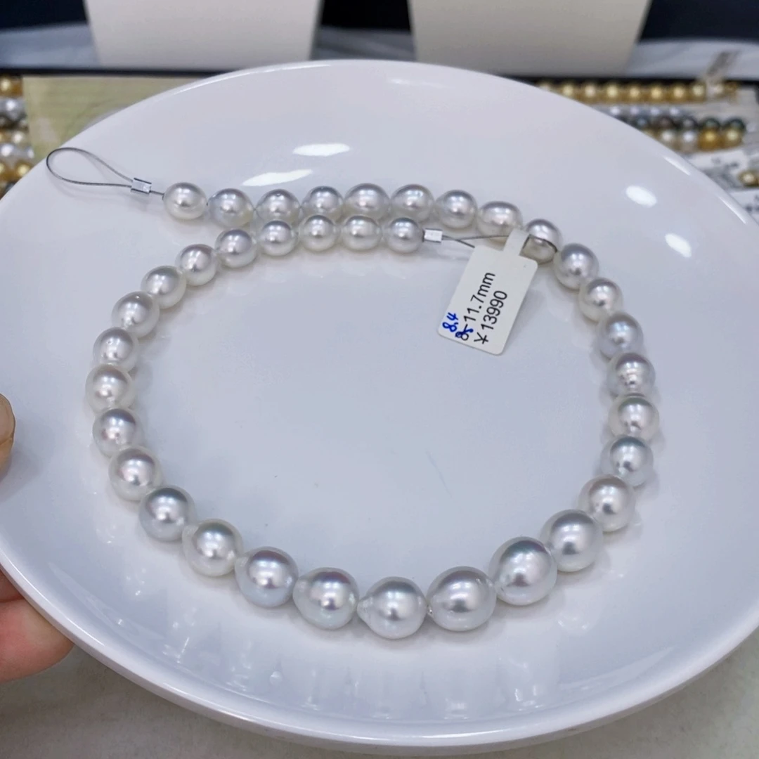 海水珍珠颈饰未镶嵌茉****e澳白项链8.4-11.7华