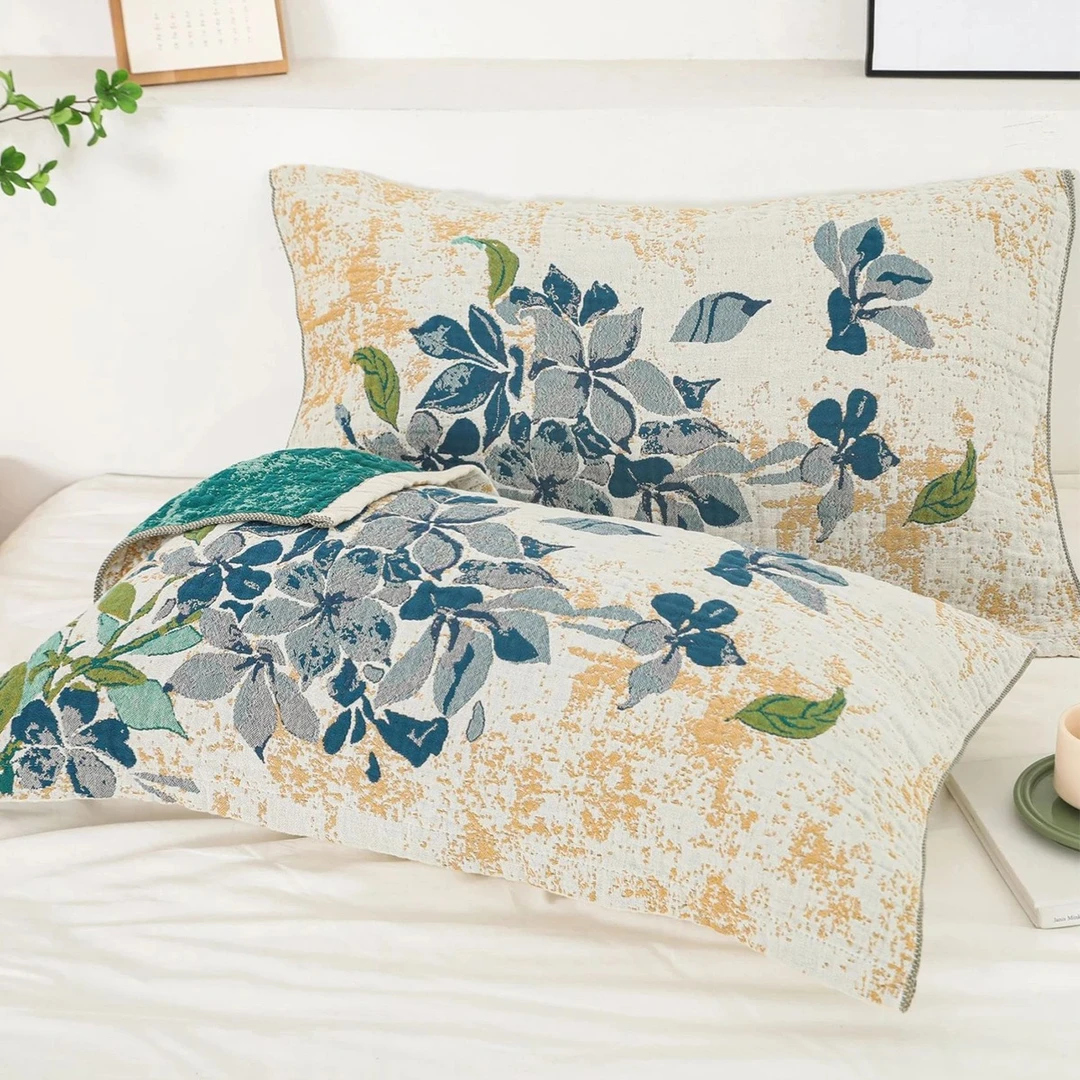 【清风幽兰】多层纱布枕巾一对52*78家用高档加大加厚枕巾吸汗透气