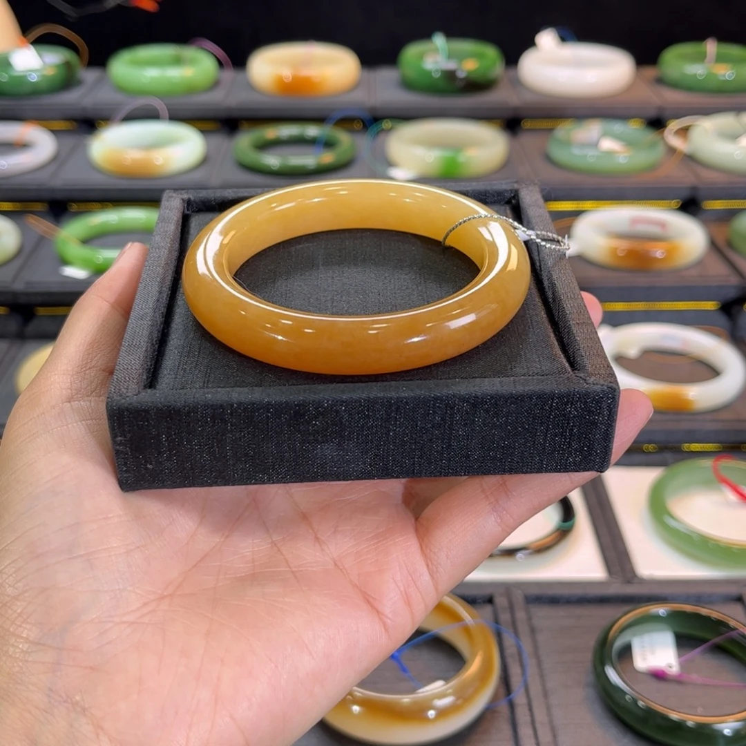 和田玉未镶嵌手镯橘蜜糖渐变