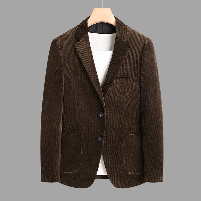 韩版男士商务西服灯芯绒秋冬季新款韩版修身复古休闲加厚单件外套