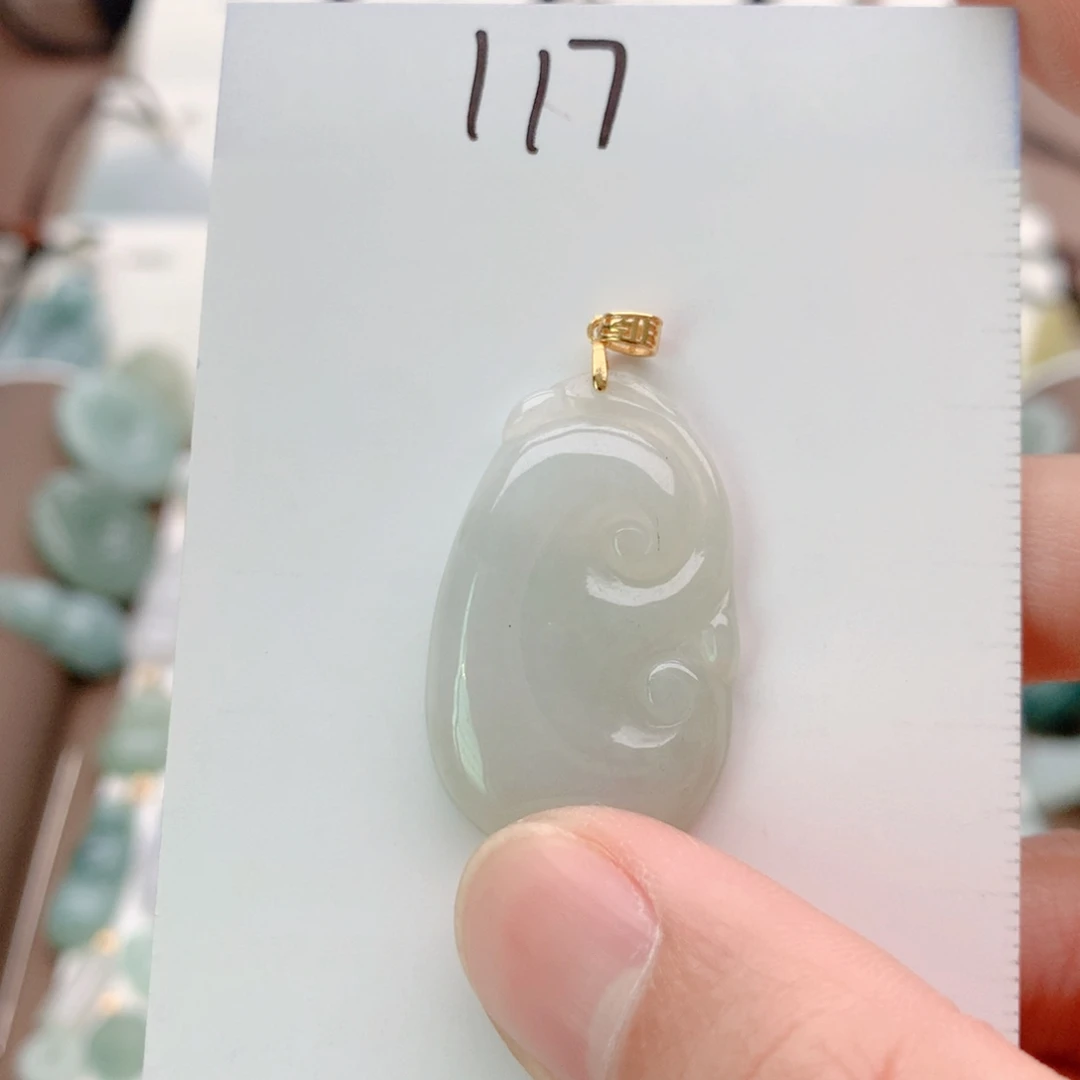 翡翠银S925镀金镶嵌颈饰吊坠