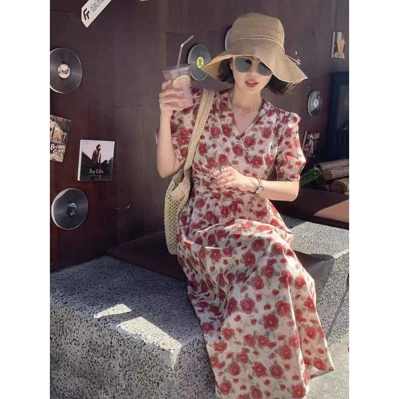 苏陌【玫瑰的故事】茶歇法式连衣裙女装夏季气质女神范碎花裙