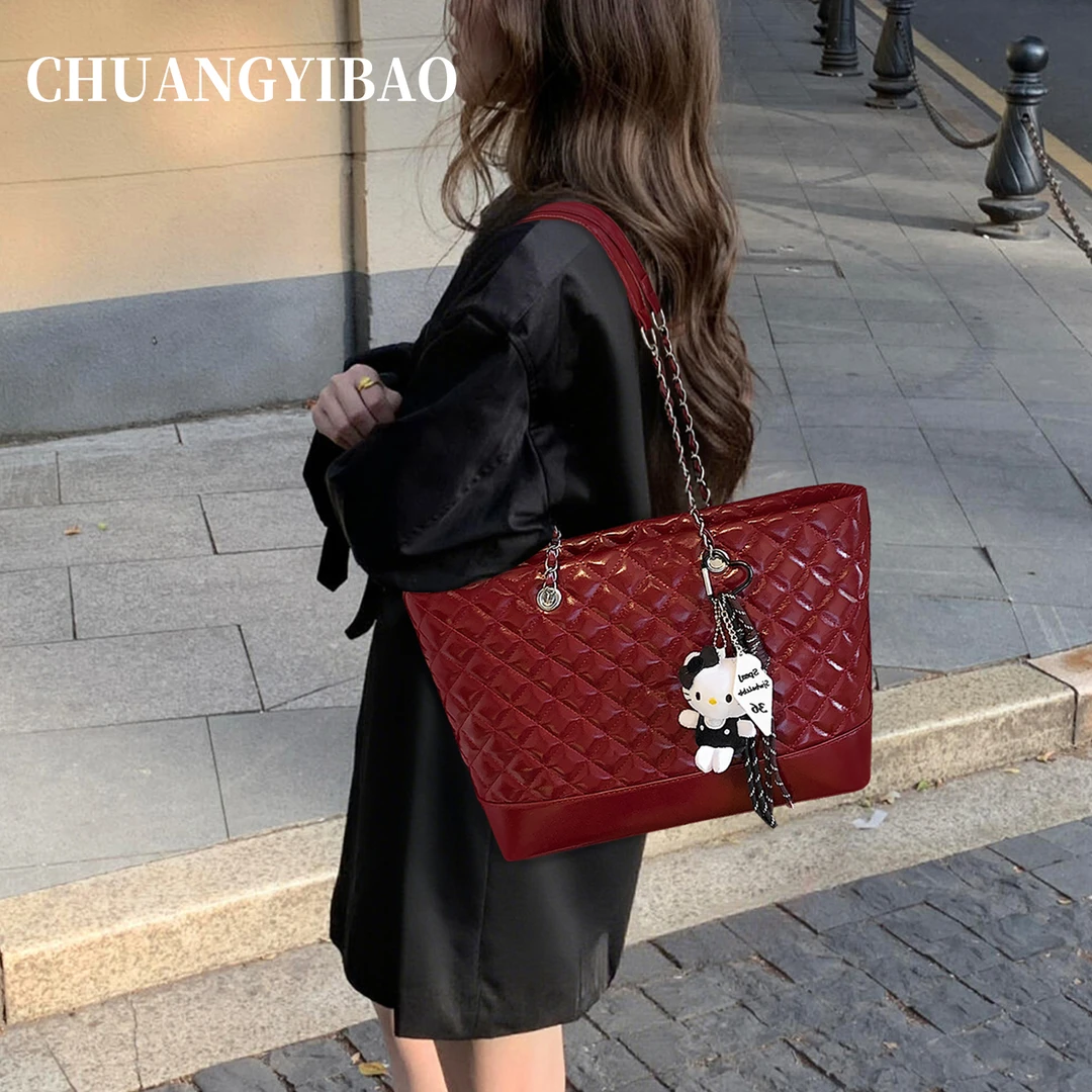 红色超火婚包包女大容量2025新款秋冬高级感日常通勤腋下托特大包