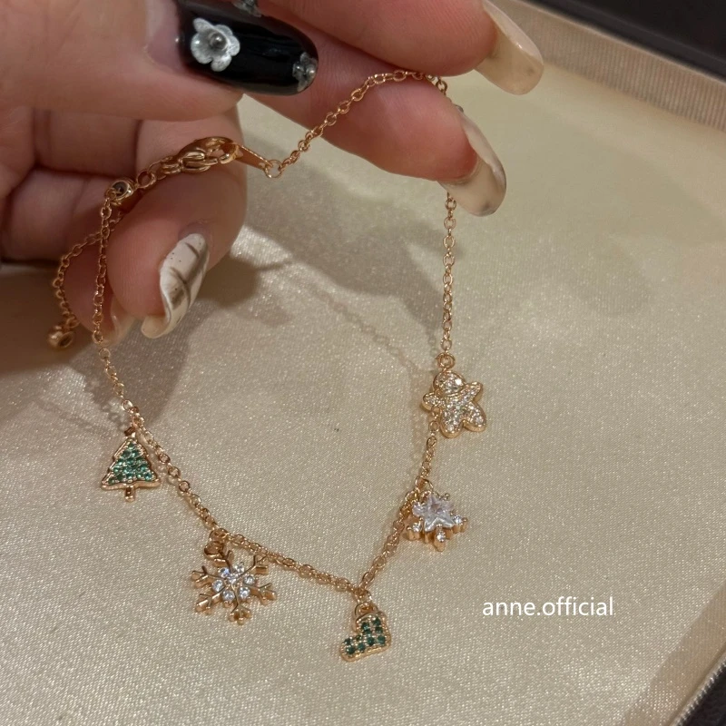 铜合金手链 雪花圣诞树姜饼人流苏手链【S482】