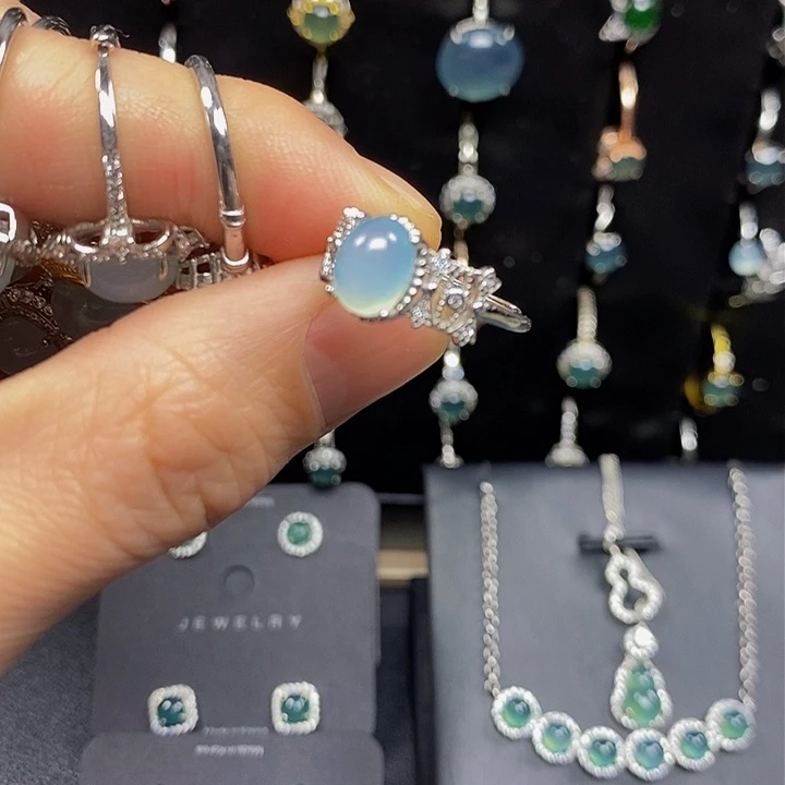 岫玉天青冻银S925镶嵌?****?