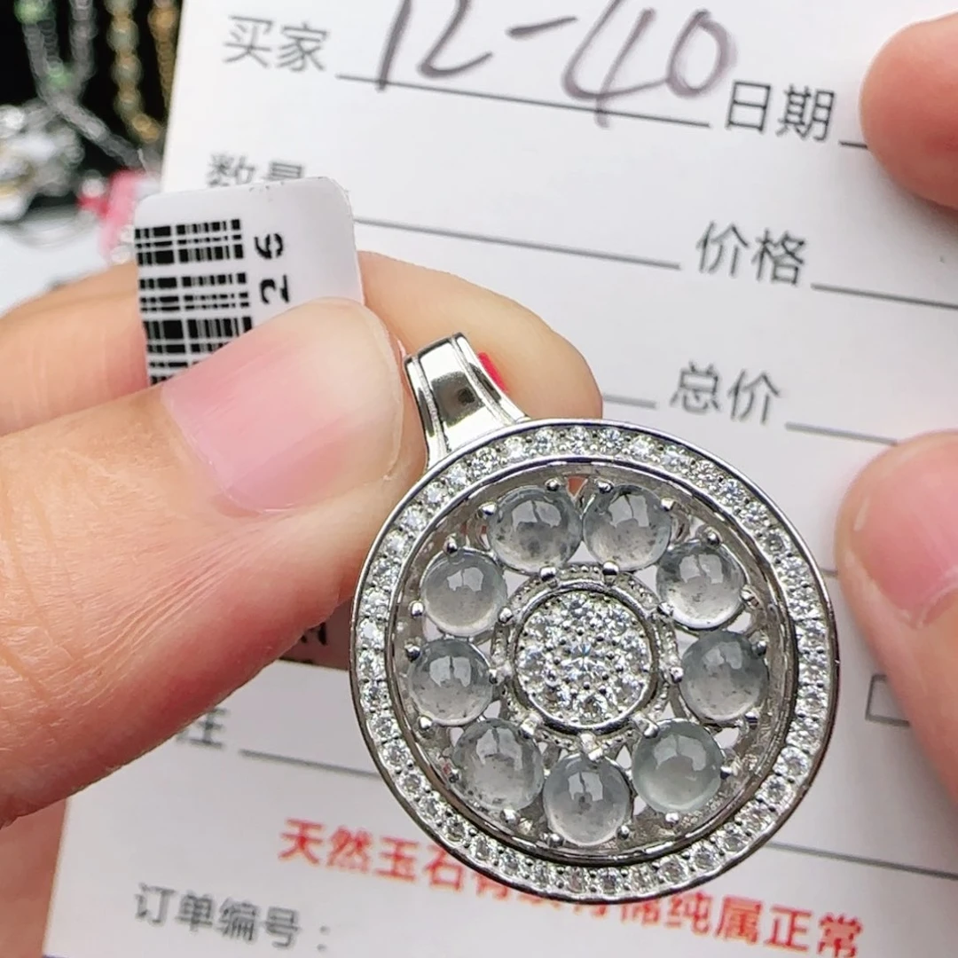 翡翠戒指银S925镶嵌戒指