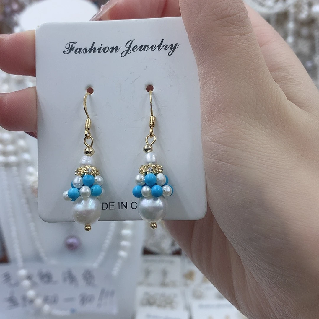 淡水珍珠耳饰银S925镶嵌