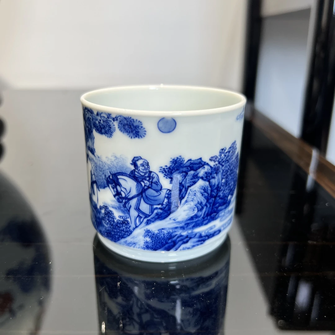 新派窑口大瑀制瓷-萧何月下追韩信套组茶杯