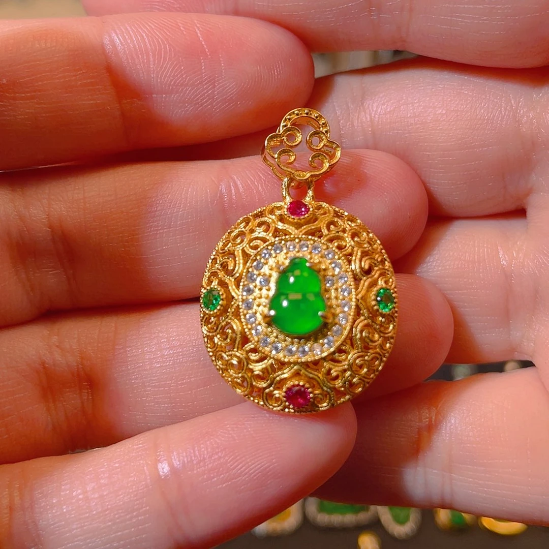 翡翠银S925镶嵌吊坠(不含链)