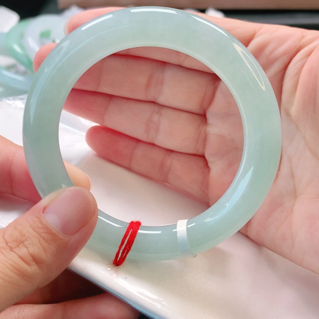 翡翠未镶嵌手镯55胖圆