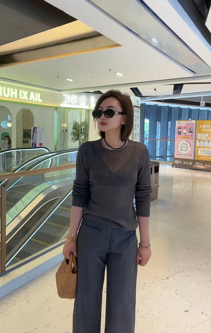 No褪专场❗谨慎下单炭灰绑带针织衫