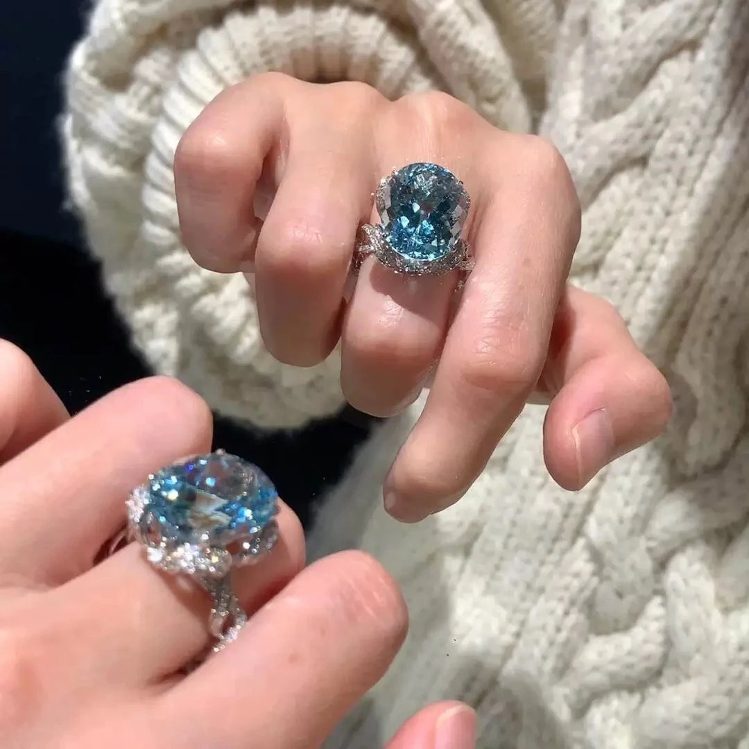 铜合金戒指 珍藏 斯里兰卡 冰川蓝 戒指