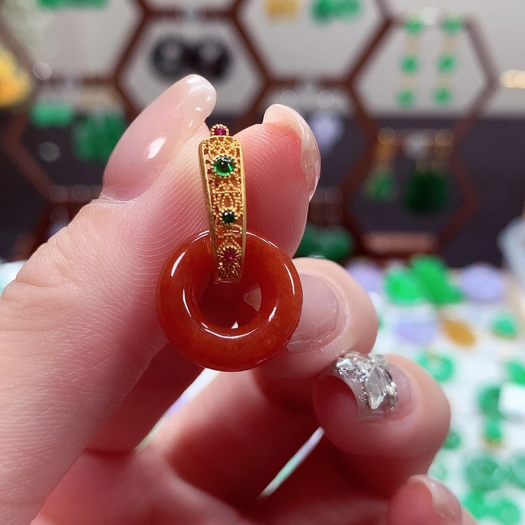 翡翠耳饰银S925镶嵌天然翡翠