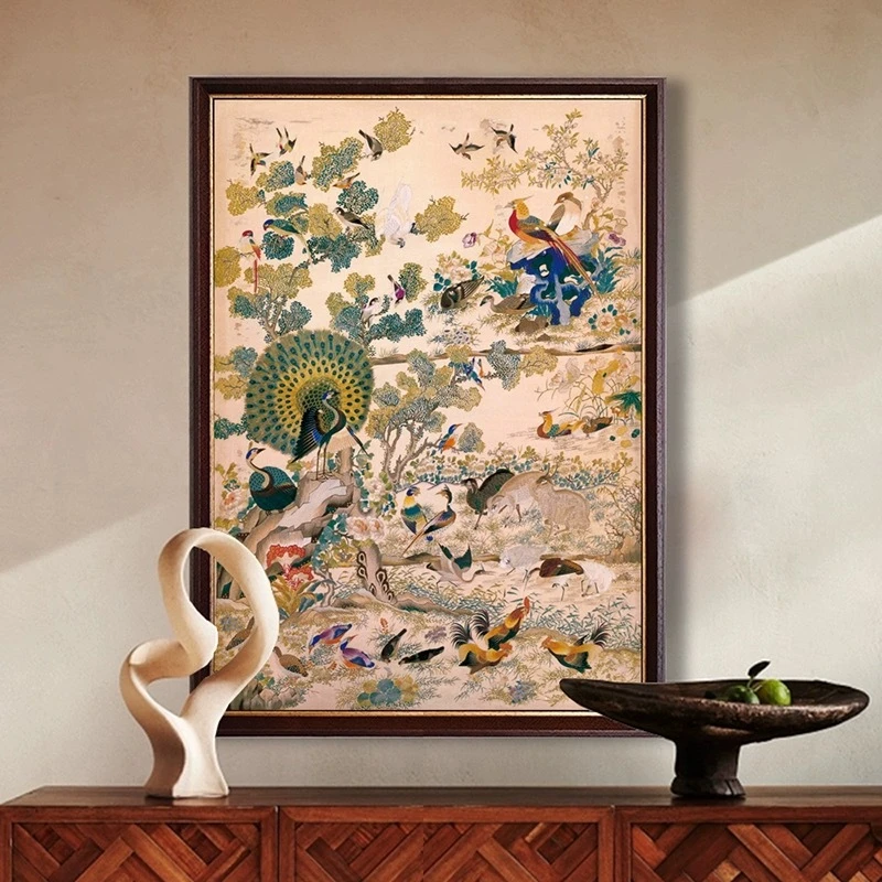 百鸟争鸣图十字绣2025新款绣竖版客厅餐厅玄关中国风手工自己线绣