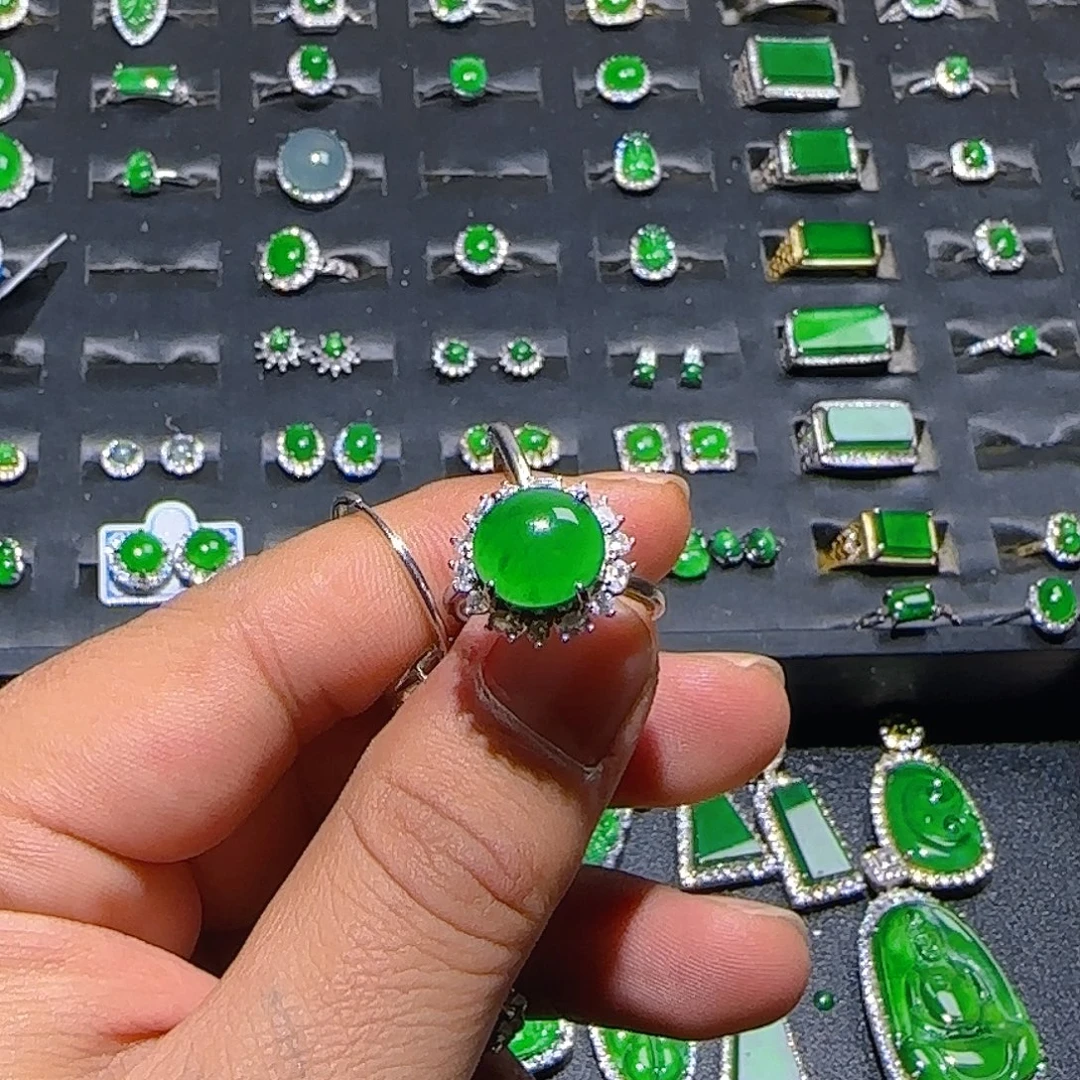 遂***可翡翠银S925镶嵌戒指