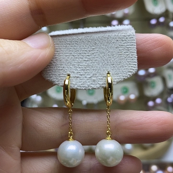 银S925镶嵌淡水珍珠耳饰