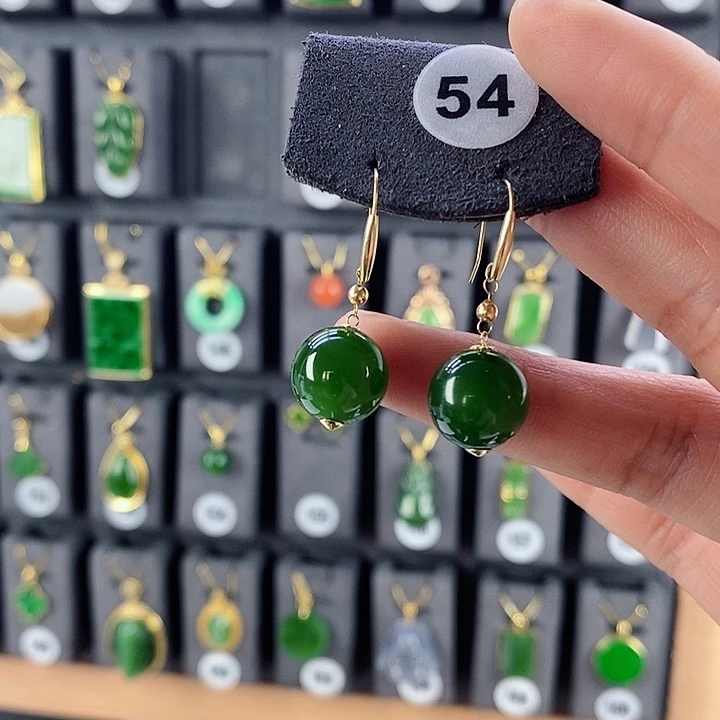 和田玉耳饰18K金镶嵌