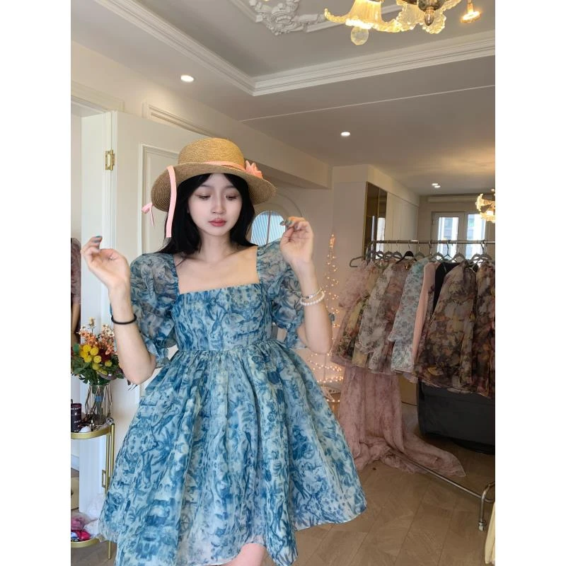 【天空之城】欧根纱在逃公主连衣裙法式泡泡袖公主裙子发光公主裙