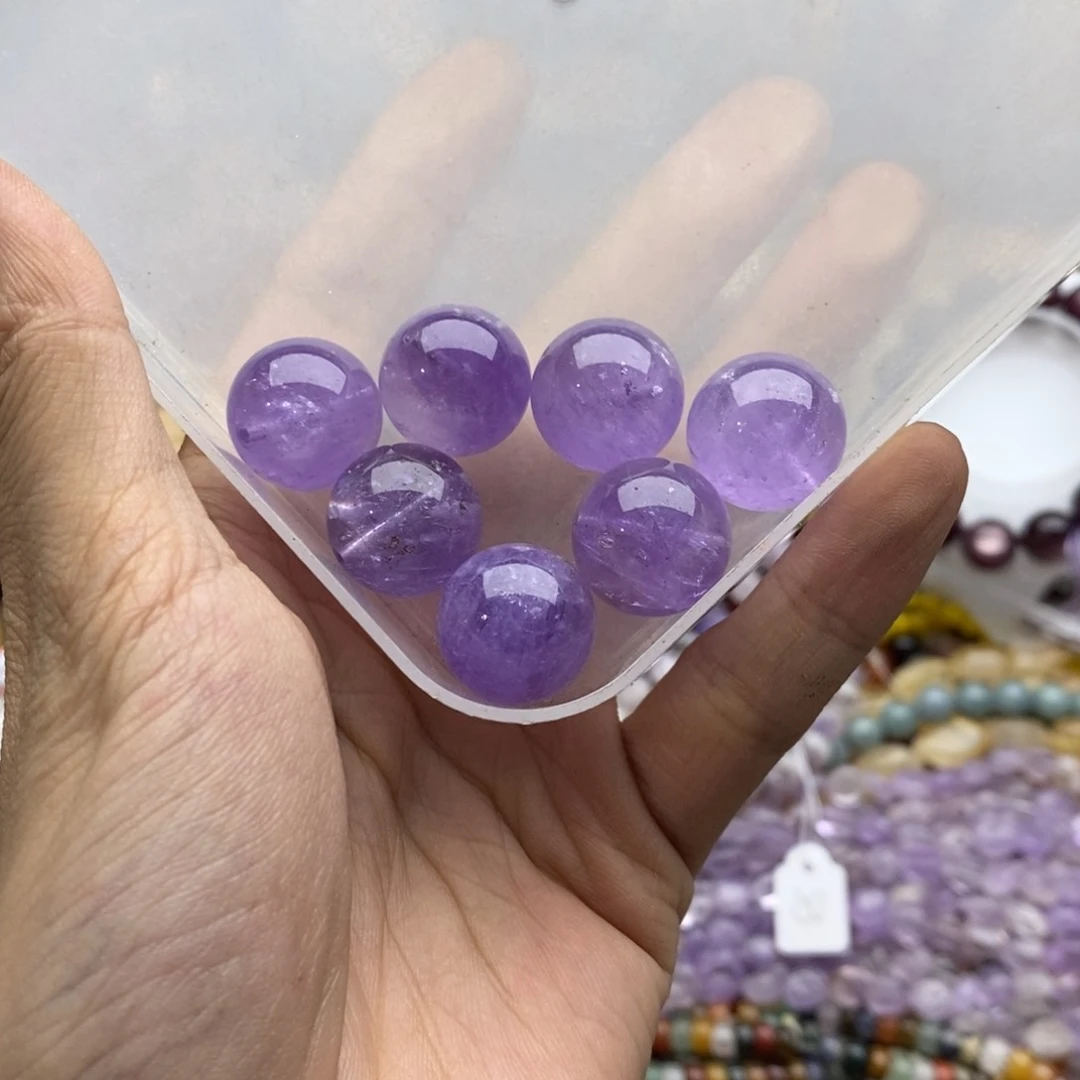 玛瑙/玉髓未镶嵌珠宝半成品一颗天然17mm薰衣紫水晶圆珠