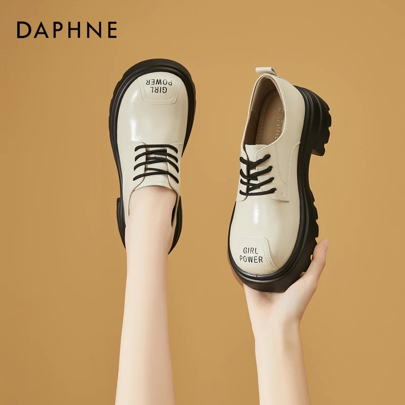 达芙妮厚底乐福鞋女款2025新款秋季大头英伦风小皮鞋舒适百搭单鞋