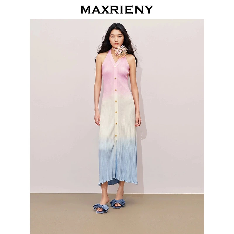 度假风连衣裙25夏季新品渐变设计感气质