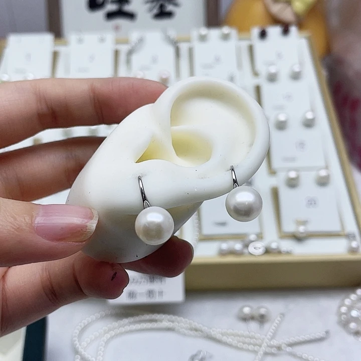 淡水珍珠耳饰银S925镶嵌念****～