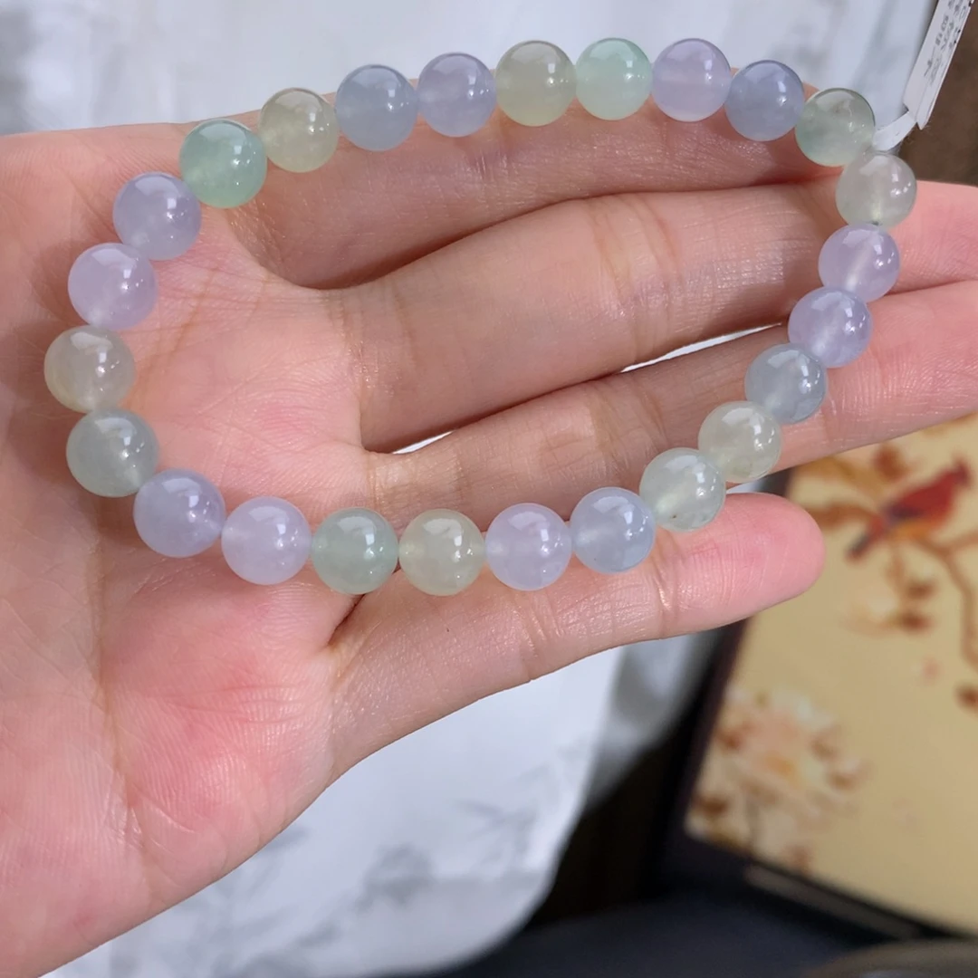 翡翠未镶嵌手串卡7冰胶马卡龙手串