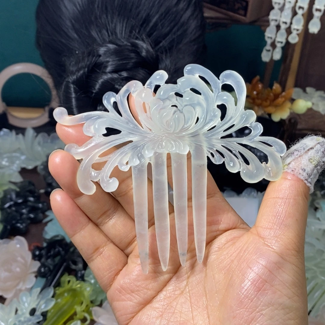 蜜***儿蛇纹石玉未镶嵌发饰