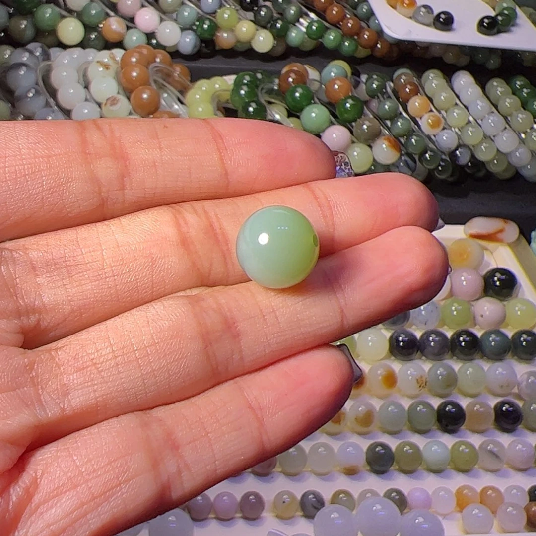 【闪购商品】未镶嵌和田玉珠宝奇石沙枣青猫眼12mm