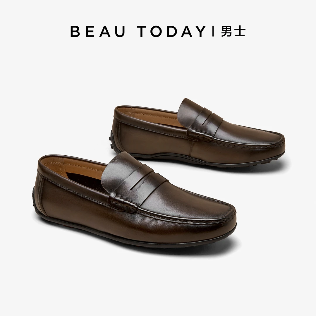 BeauToday【软弹足弓】支撑一脚蹬宽脚胖脚男士豆豆鞋男款2025新款